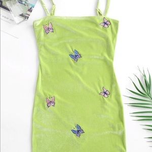 Butterfly Lime Green Mini Dress